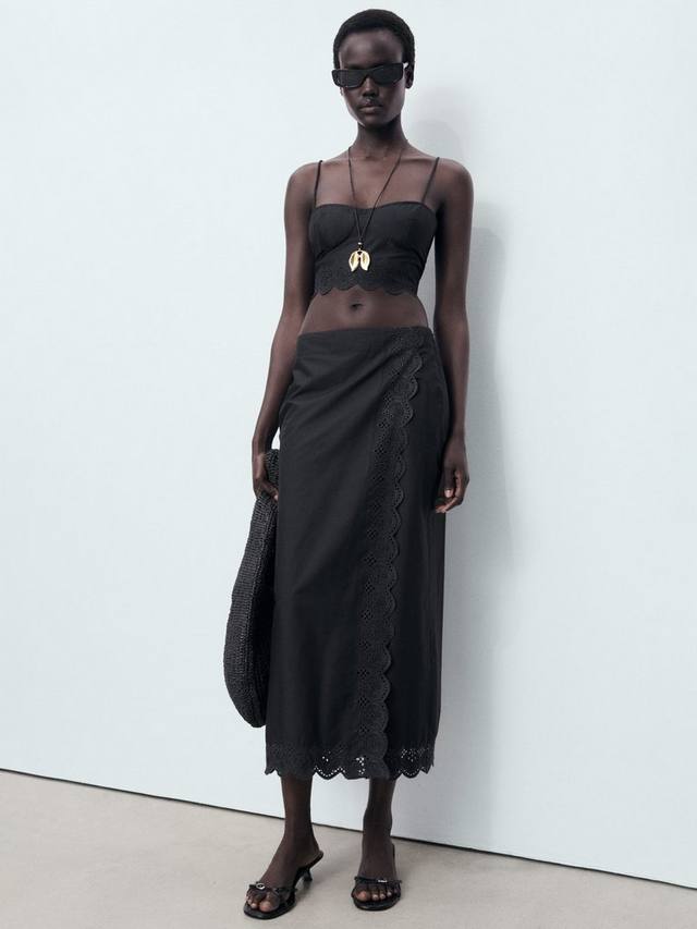 

Вышитая миди-юбка Luisa Mango, Black