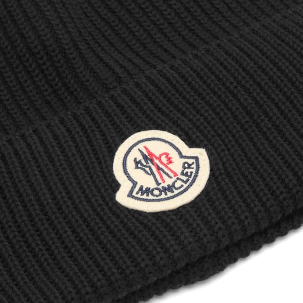 Хлопковая шапка с логотипом Moncler, черный — фото 2