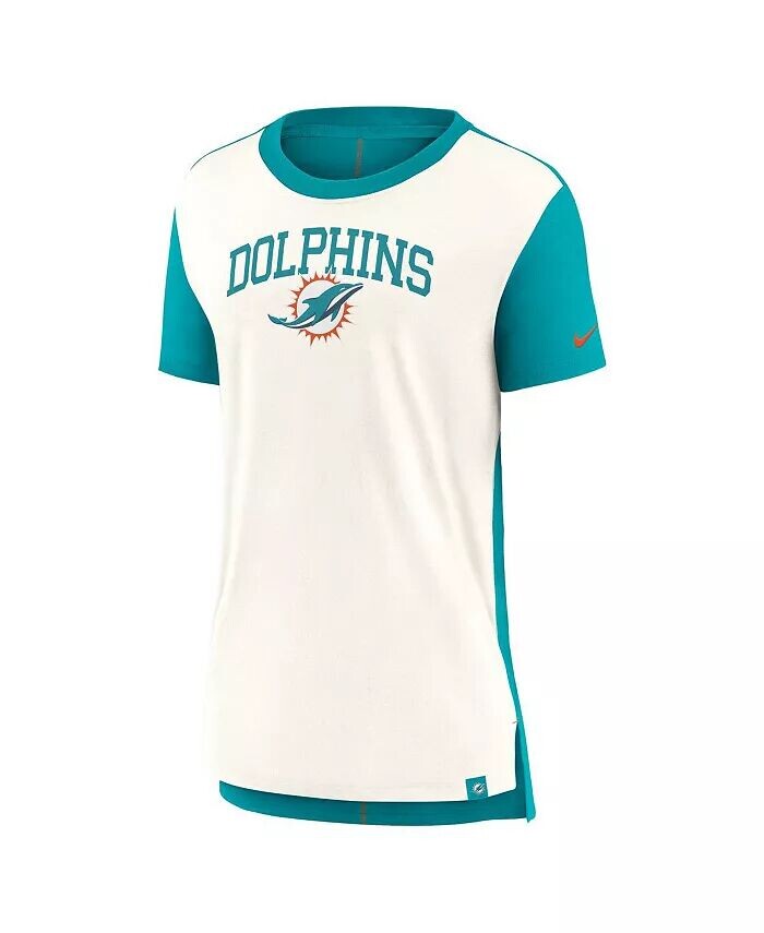 Женская футболка кремового/голубого цвета Miami Dolphins Wordmark Tri-Blend Nike, мультиколор — фото 3
