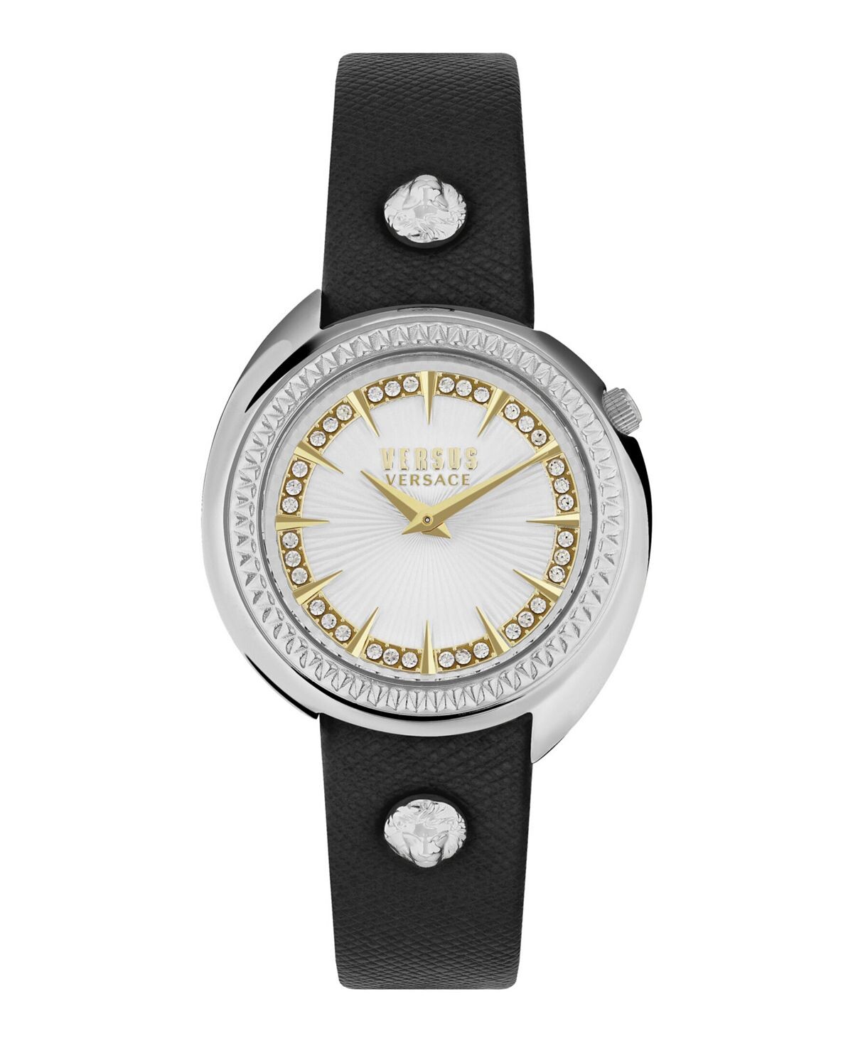 

Женские часы Tortona Crystal, 2 стрелки, черные кварцевые часы из натуральной кожи, 38 мм Versus Versace