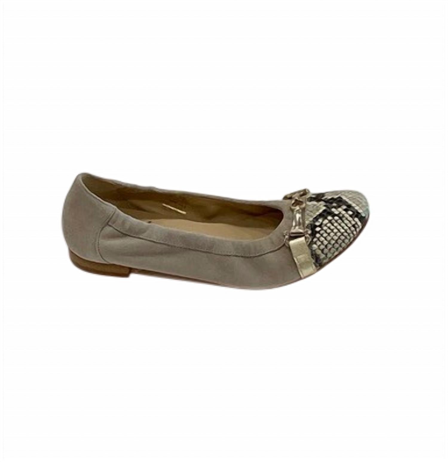 Женские балетки Chloe из замши таупового цвета с элементами змеиной кожи Lalisa, Taupe Suede/Snake