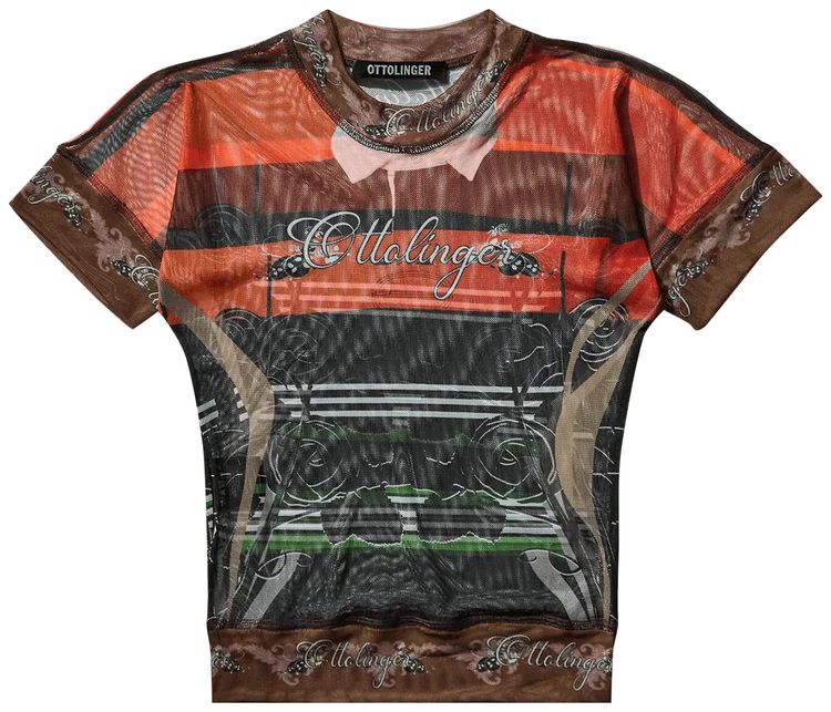 

Футболка Ottolinger Mesh T-Shirt 'Polo Print', коричневый