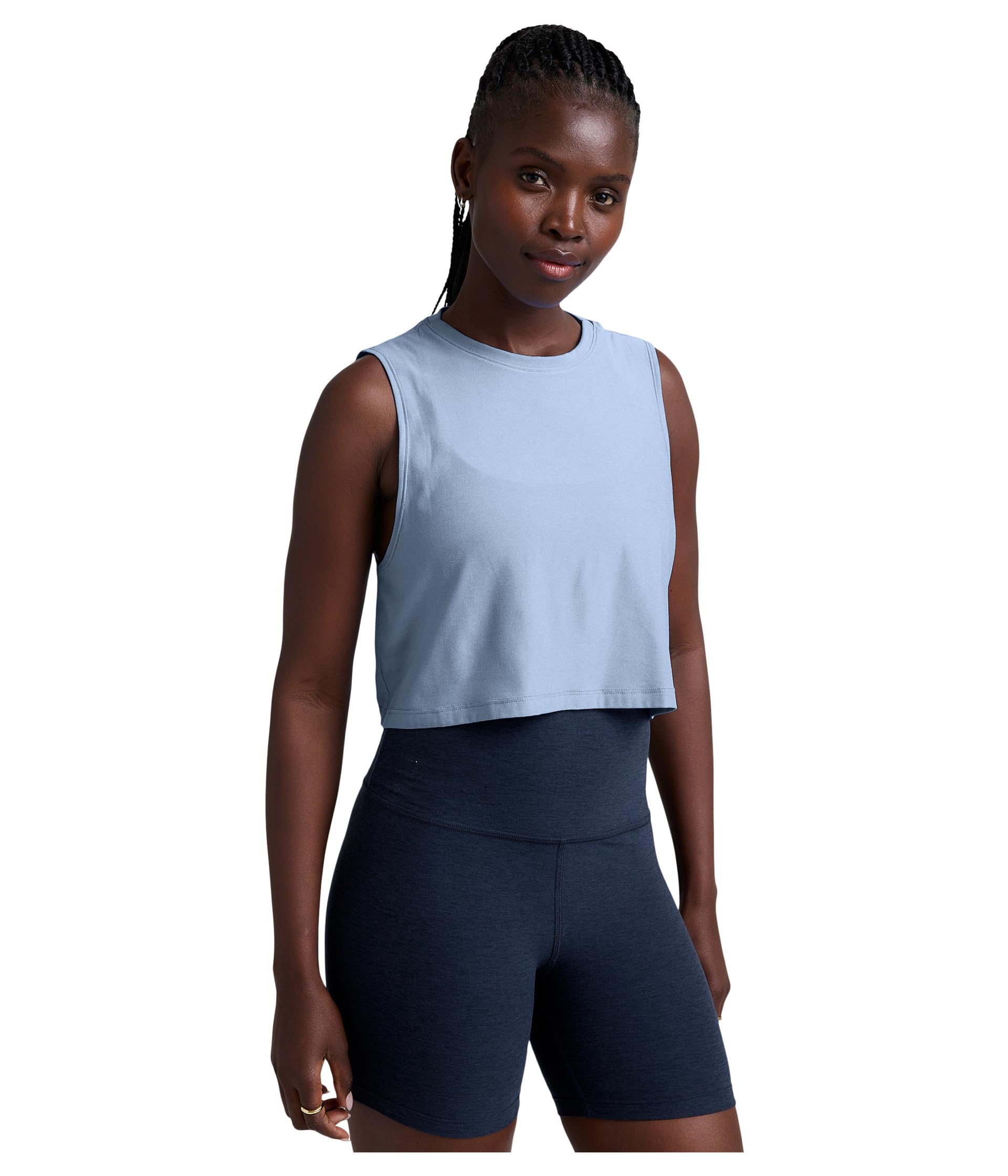 

Топ Beyond Yoga Featherweight Minimal Cropped Tank, цвет Blue Zen Heather