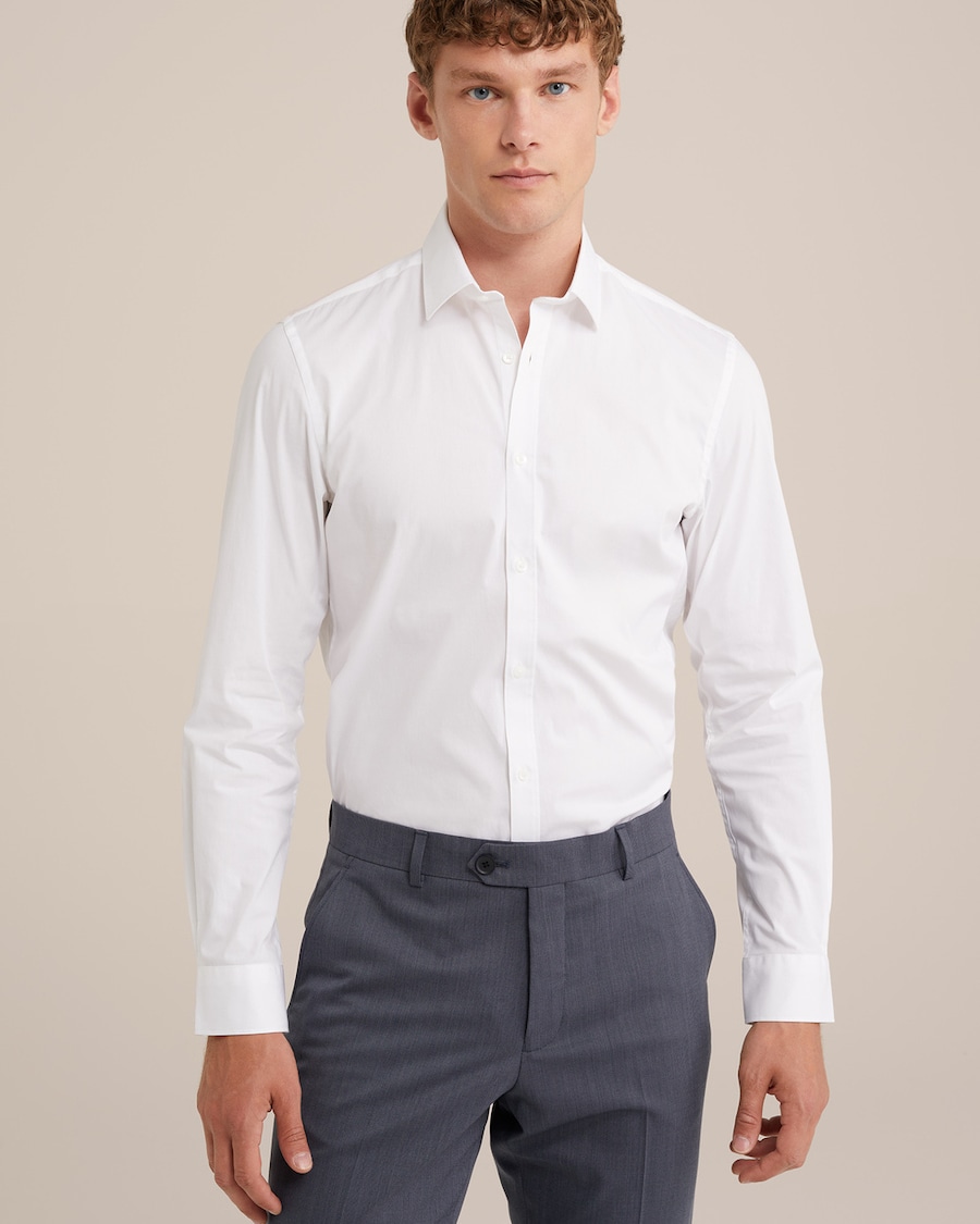 

Рубашка Slim Fit на пуговицах WE Fashion, белый