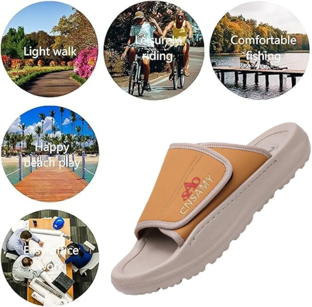 Asifn Men's Cushion Сандалии Легкие противоскользящие мягкие уличные ручные регулируемые повседневные слип-он для лета, желтый — фото 4