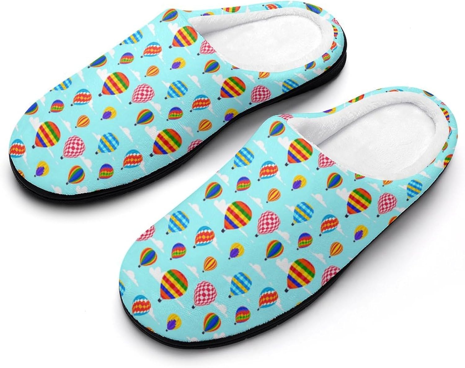 

Мужские и женские домашние тапочки Рождественские хлопковые тапочки с эффектом памяти Нескользящие теплые тапочки для дома и улицы Kojxou, Hot Air Balloons Cloud