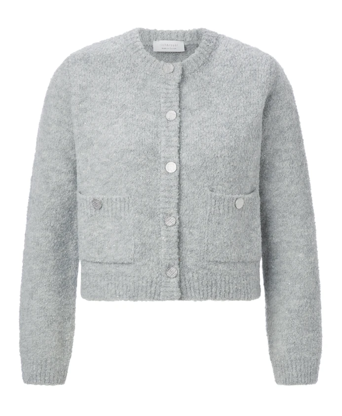 

Кардиган с круглым вырезом из букле Rich & Royal, серый