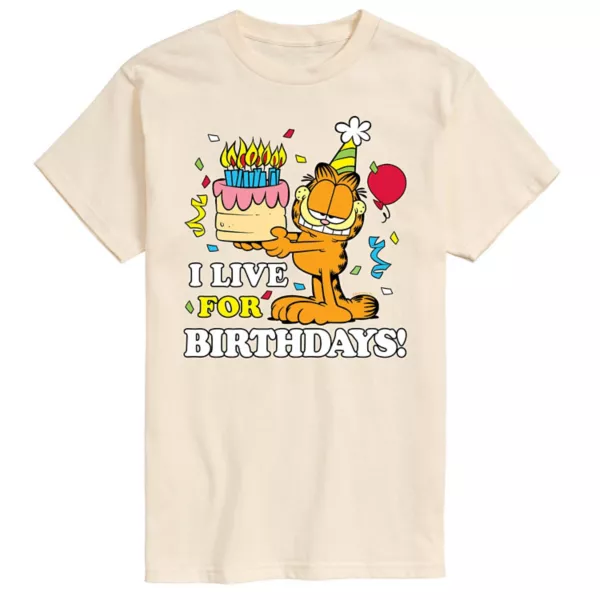 

Мужская футболка Garfield с принтом "Живу ради дней рождения" Licensed Character, бежевый
