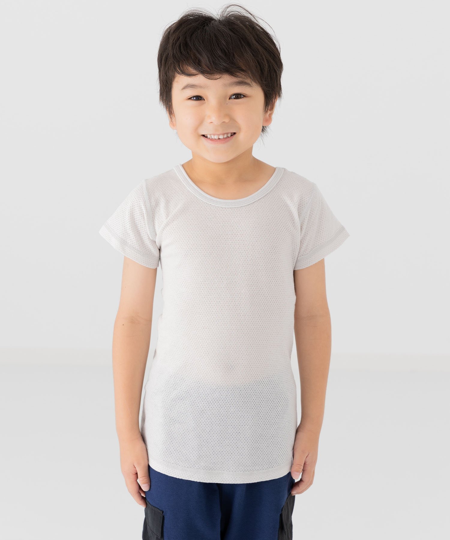 Все спереди и на животе (сетчатое белье 2P) Chil2, Short-sleeved shirt/gray