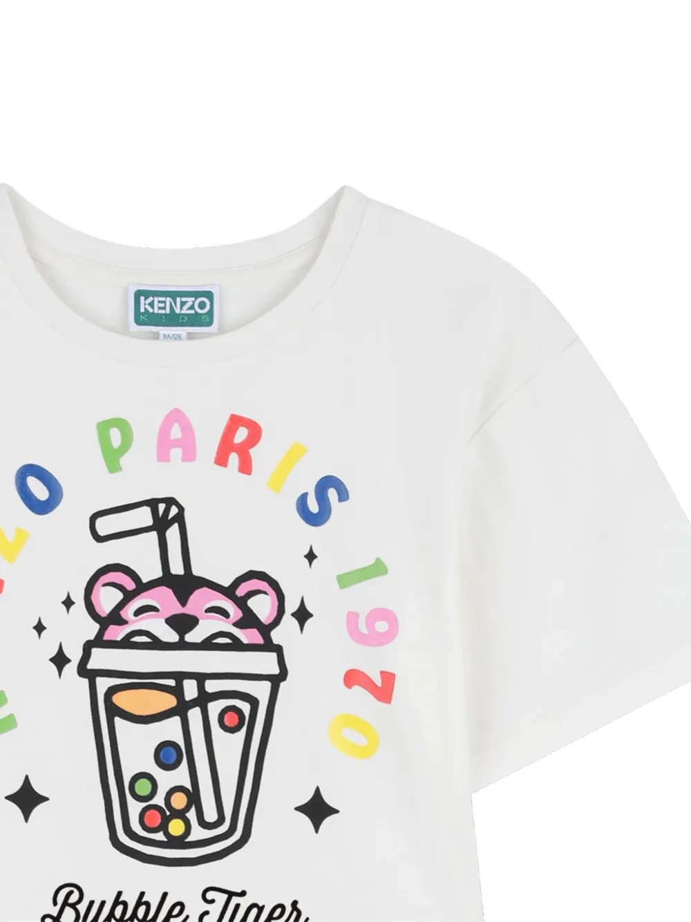 Полосатое платье с короткими рукавами Kenzo Kids, белый — фото 3