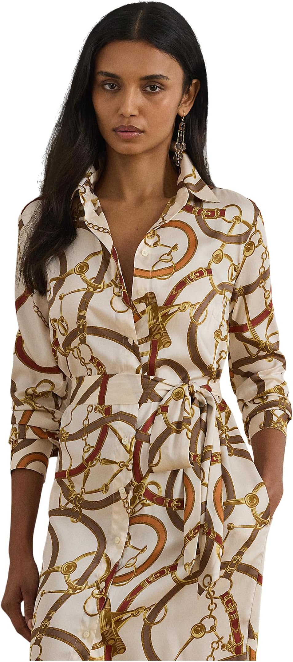 

Платье Lauren Ralph Lauren Belting-Print Twill Shirtdress, цвет Cream Multi