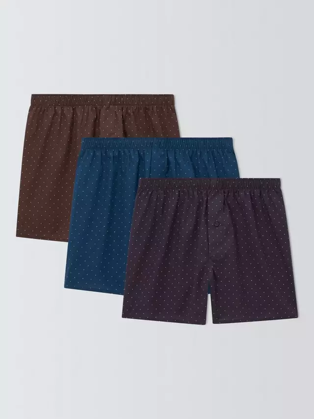 

Боксеры John Lewis Organic Cotton Woven Pin Spot 3 шт, фиолетовый