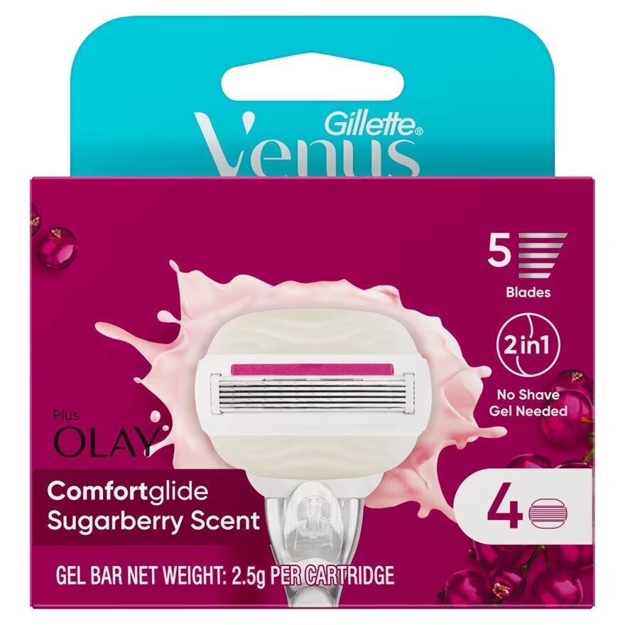 

Gillette Лезвия Venus Comfort Glide с ароматом сахарной ягоды, 4 дюйма, Pink