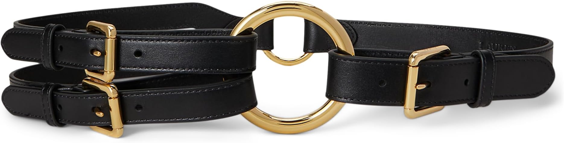 

Женский кожаный ремень с тремя ремешками и уплотнительным кольцом Lauren Ralph Lauren, Black
