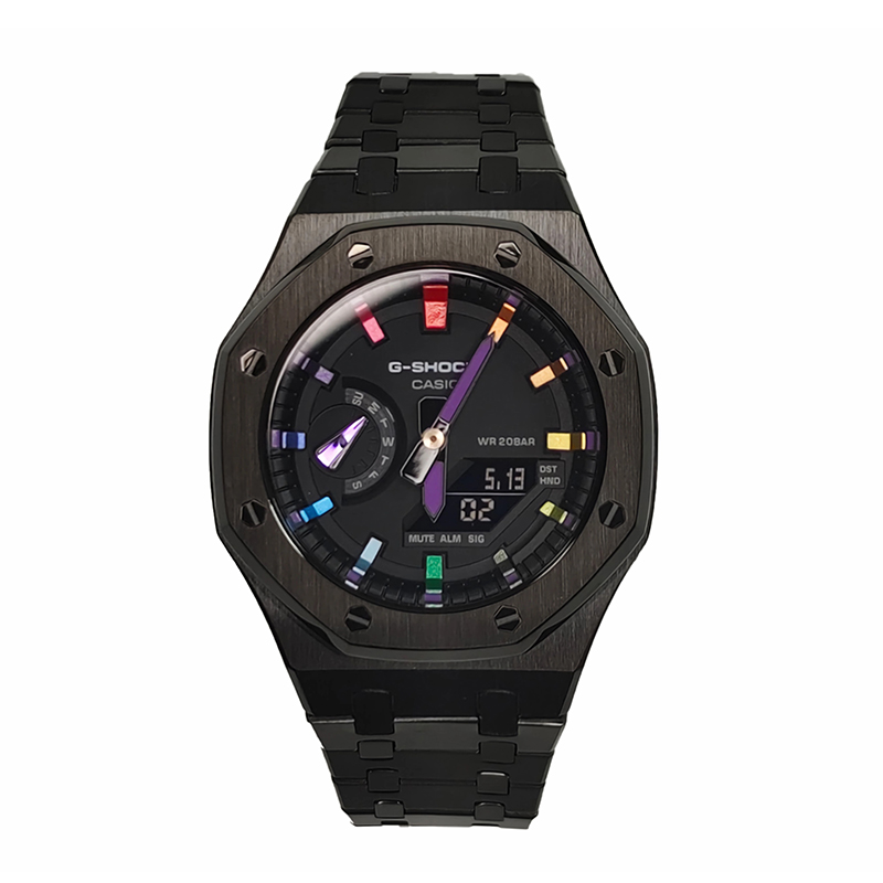 

Часы Casio G-Shock Analog-Digital 2100 Series, арт. GA-2100SKE-7A, 44 мм, черный/радужно-фиолетовый