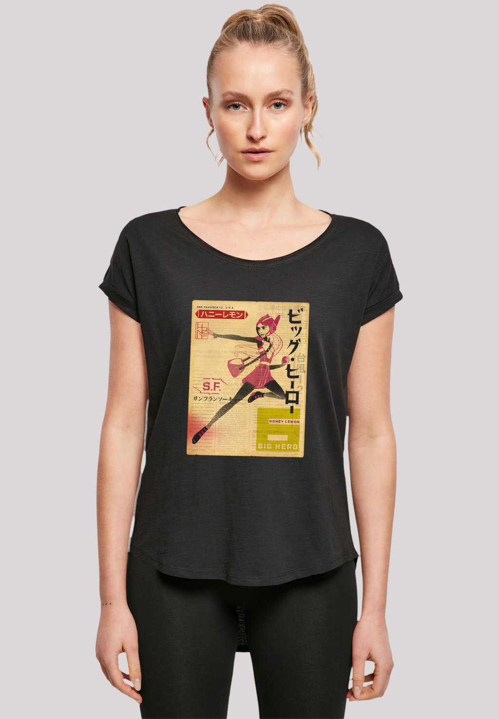 

Футболка с принтом BIG HERO 6 HONEY LEMON NEWSPAPER F4NT4STIC, черный