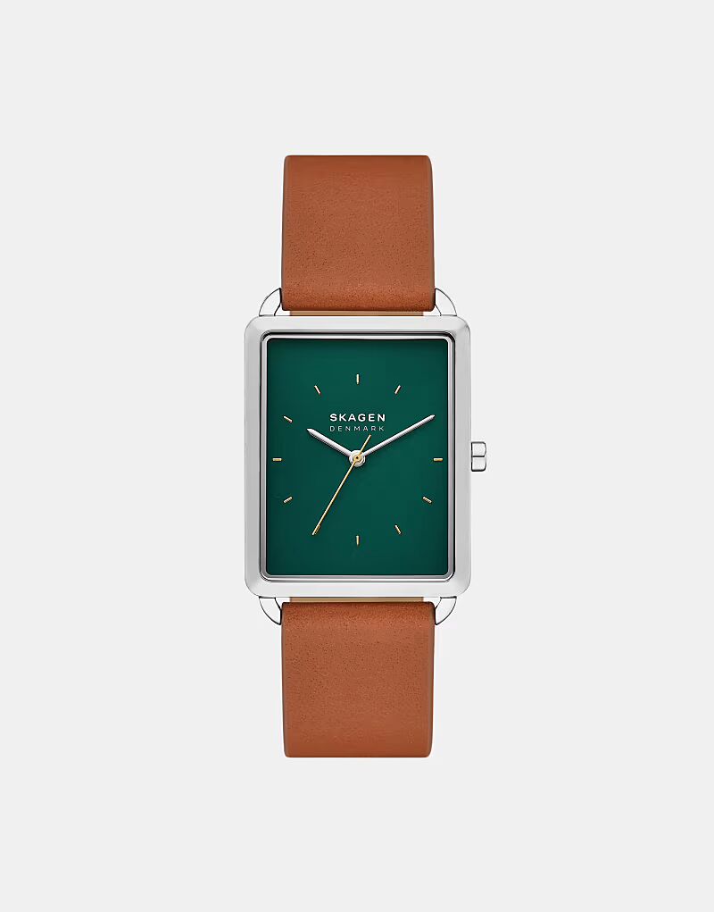 

Мужские часы Skagen Hagen с тремя стрелками, серебристые, из нержавеющей стали - КОРИЧНЕВЫЕ