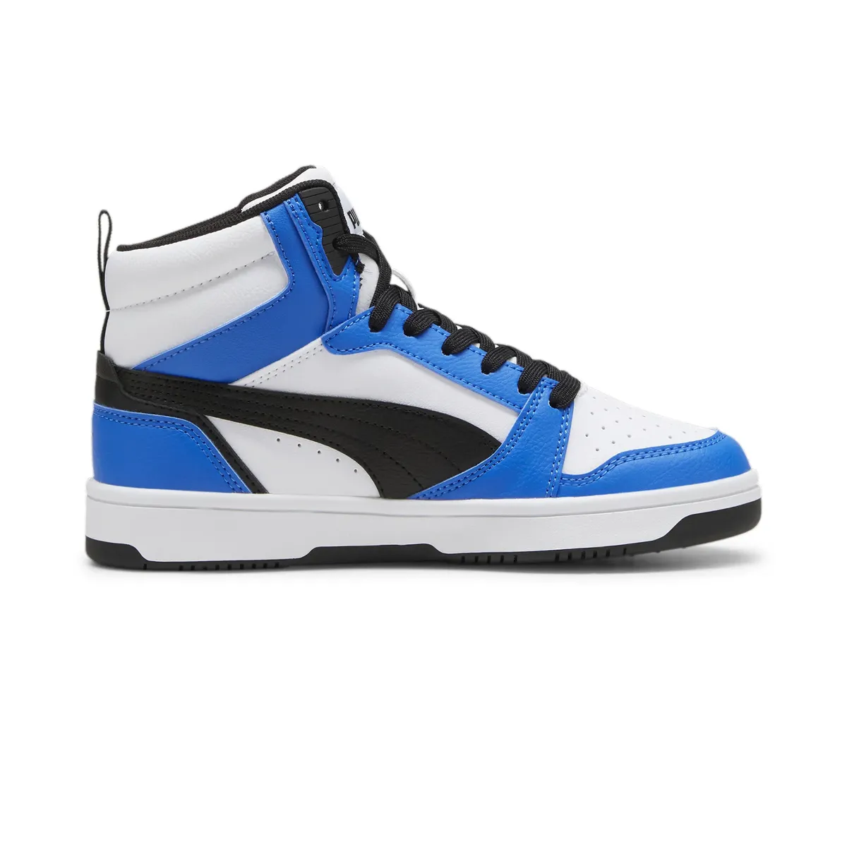 Кроссовки PUMA "REBOUND V6 MID JR", цвет Puma White- Puma Black-Racing Blue — фото 3