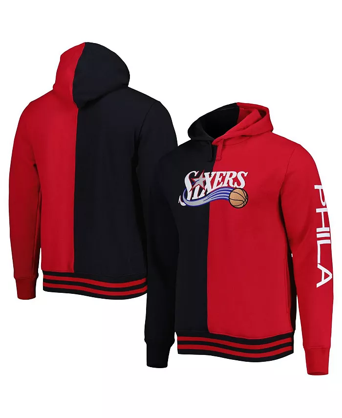 

Мужская черно-красная толстовка с капюшоном Philadelphia 76ers Hardwood Classics Split Pullover Hoodie Mitchell & Ness