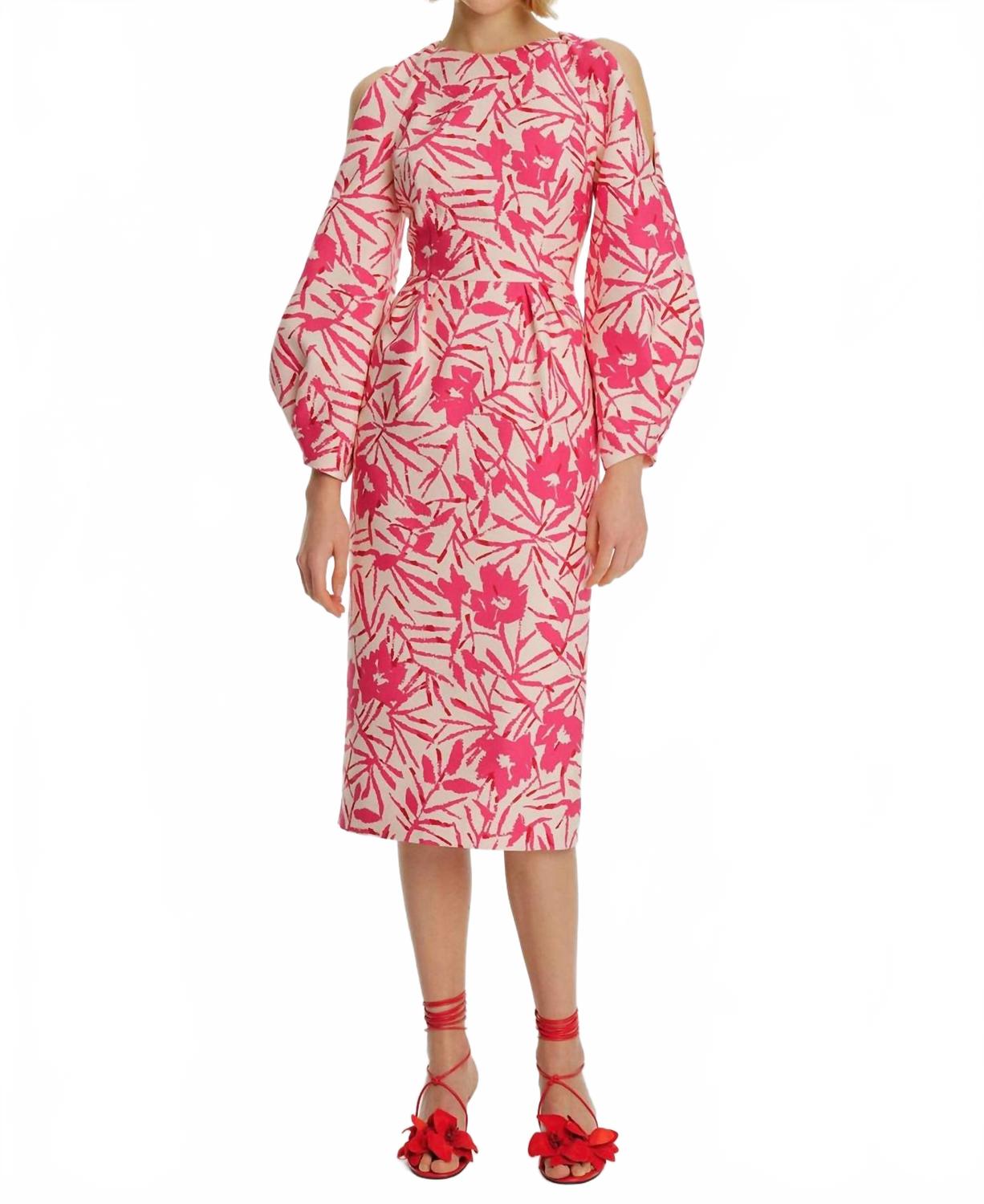 

Платье миди с вырезом и пышными рукавами в оригинальном принте EXQUISE, Original Print