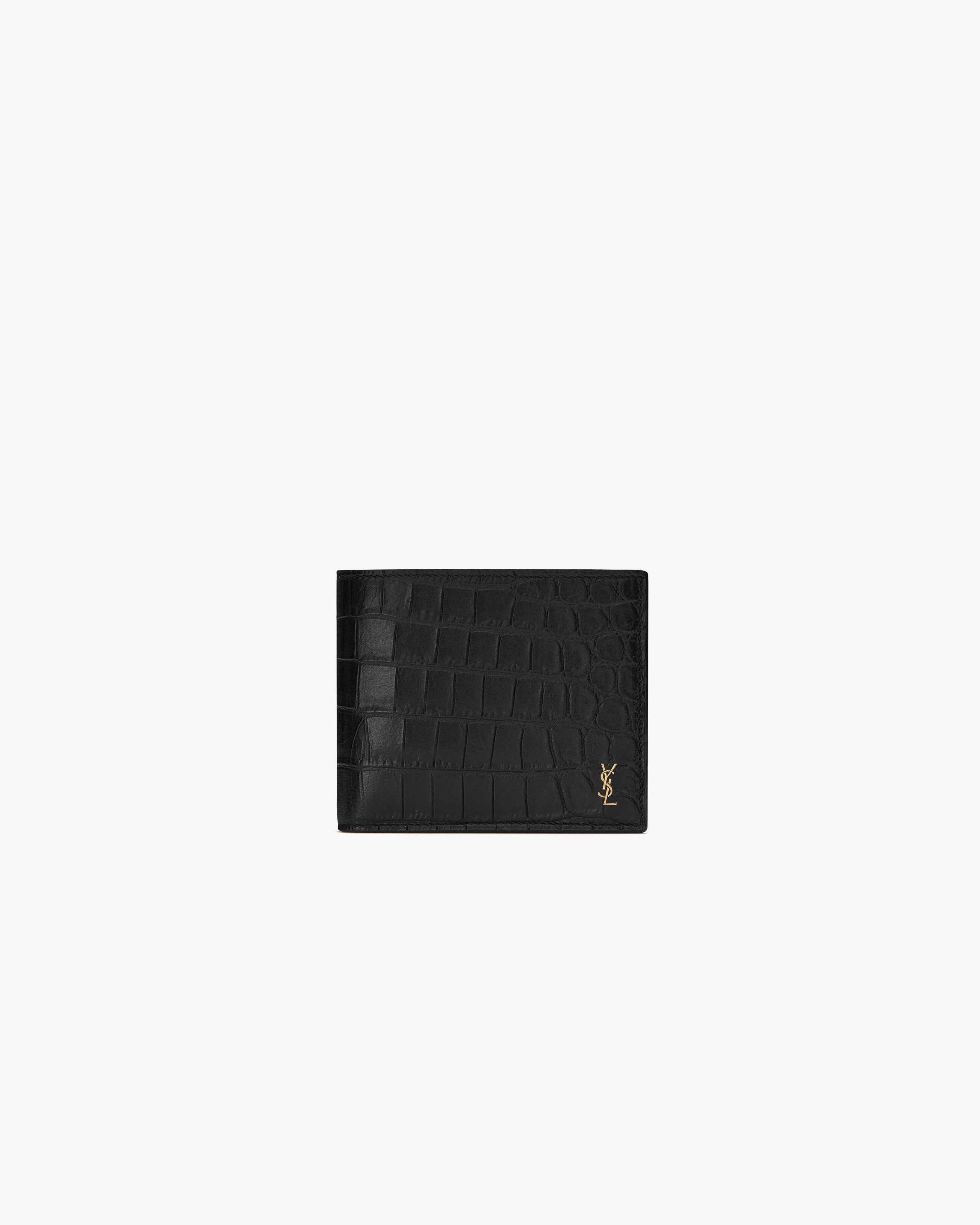 

Мини-кошелек Cassandre East/West из матовой кожи с тиснением под крокодила Saint Laurent, черный