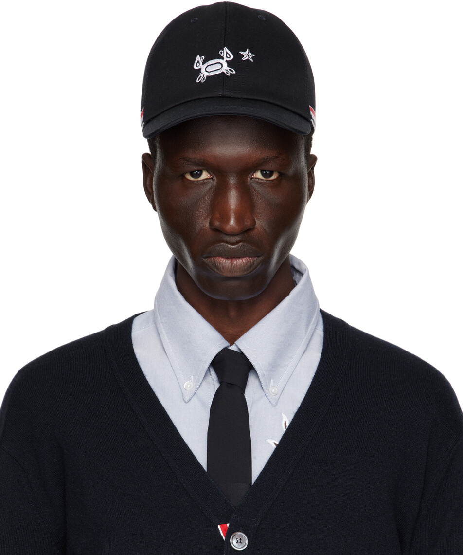 

Темно-синяя классическая бейсболка с 6 панелями Thom Browne