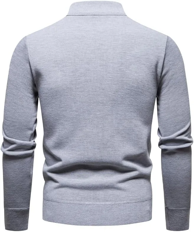 Мужской свитер с четвертью молнией, casual, slim fit, с воротником-поло — фото 3