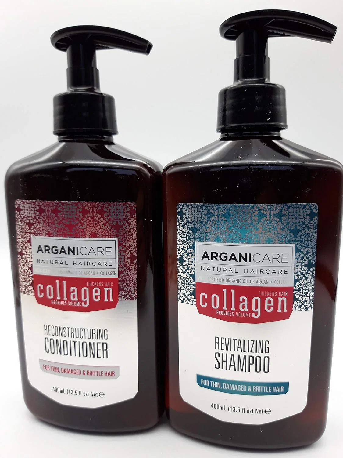 Натуральный шампунь и кондиционер Arganicare Collagen + Argan Oil (2 x 400 мл) Arganicare — фото 2