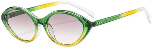 

Модные солнцезащитные очки «кошачий глаз» маленького размера для женщин, градиентные линзы UV400, винтажные заклепки, мужские солнцезащитные очки MTZJH, Green Yellow Gray