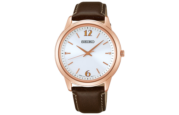 

Солнечные кварцевые часы Seiko с кожаным ремешком, белый циферблат, мужские