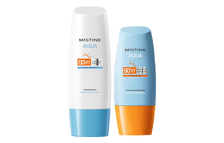 Набор солнцезащитных средств Mistine Aqua Base Ultra Protection SPF50+ (крем для лица + лосьон для тела), 40 мл + 70 мл — фото 2