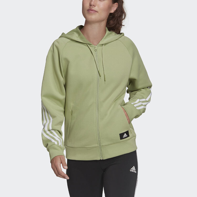 Спортивная куртка с капюшоном W Fi 3S Fz Reg зеленая Adidas — фото 2