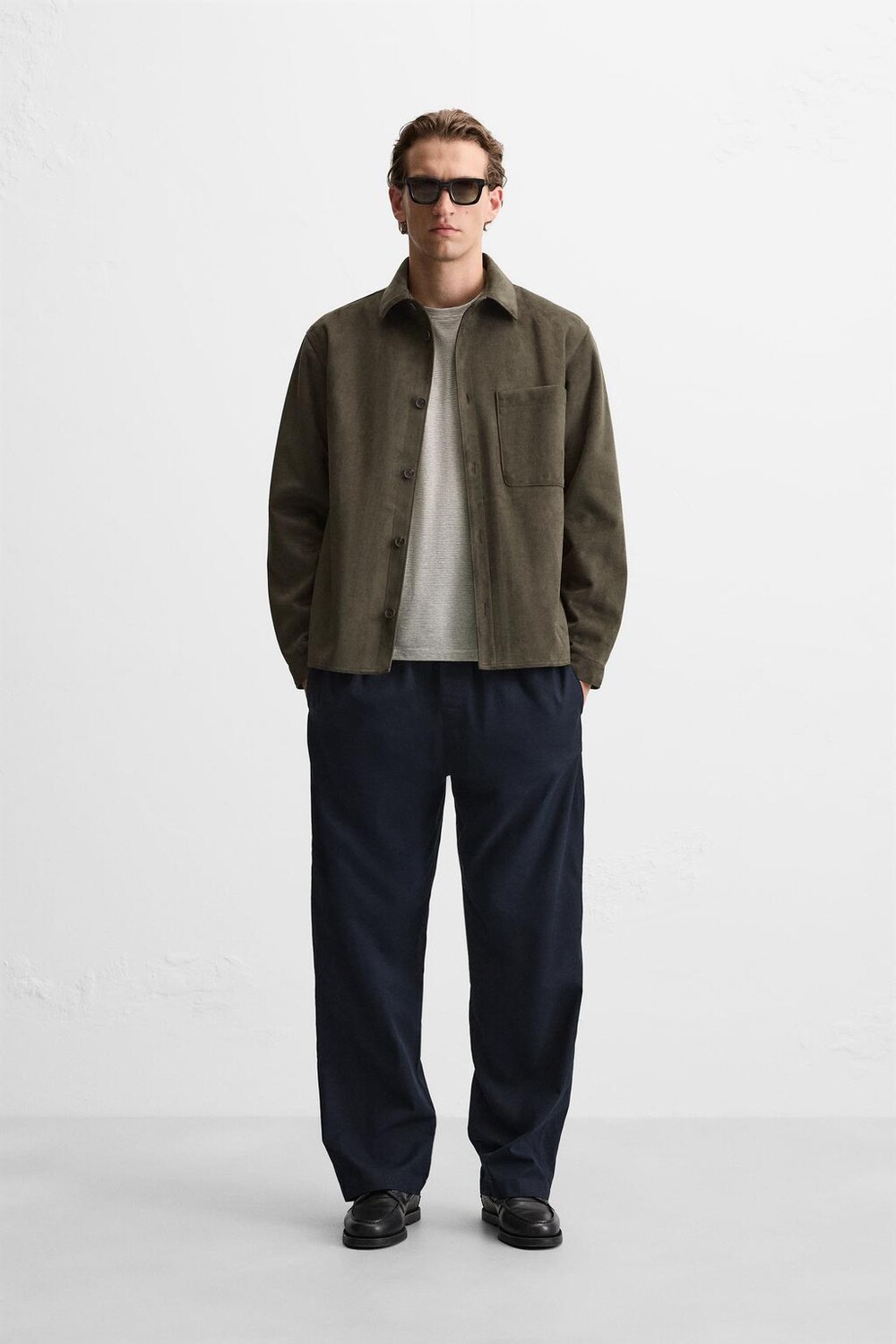 

Рубашка из искусственной замши ZARA, зеленый