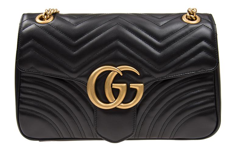 

GUCCI Сумка через плечо из стеганой кожи GG Marmont, женская, черная
