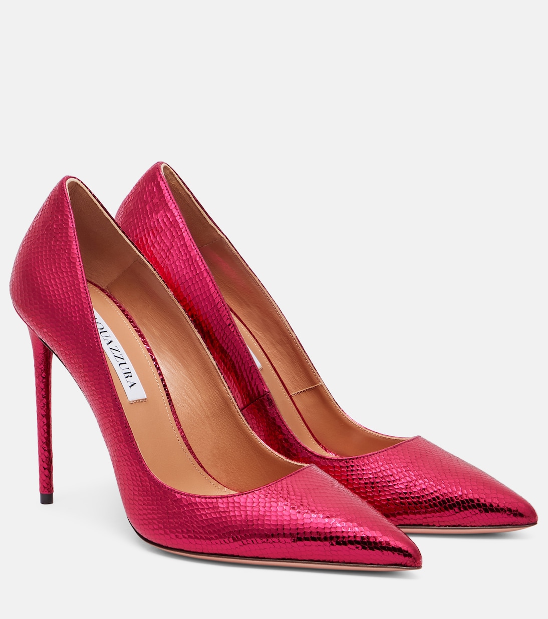 Туфли Purist 105 из кожи с эффектом змеи Aquazzura, Pomegranate