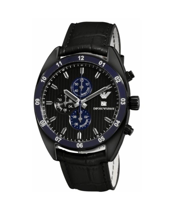

Кожаные кварцевые мужские часы Emporio Armani, черный