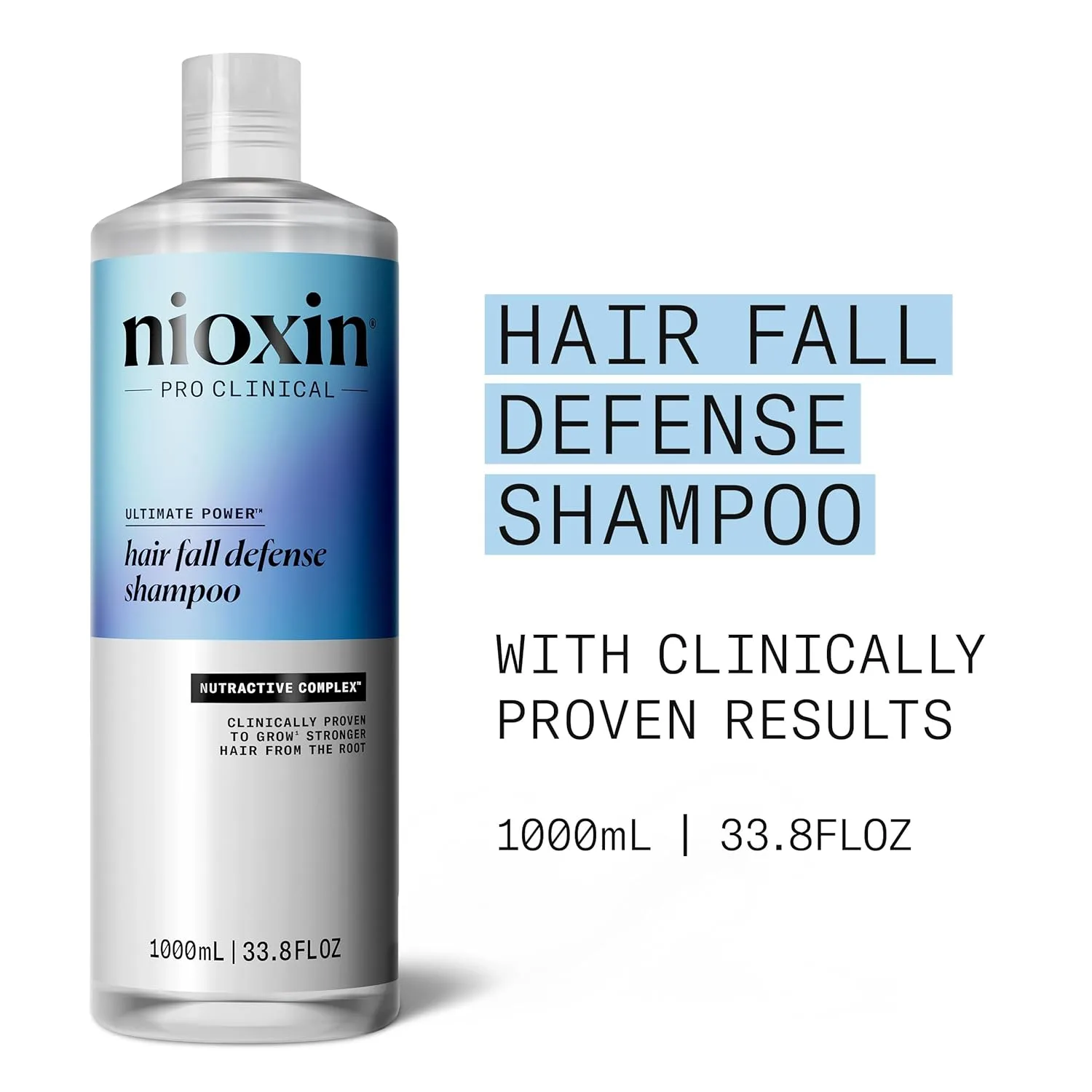 Шампунь Nioxin Hair Fall Defense | Активирует волосяные фолликулы для заметного уменьшения выпадения волос | С лауриновой кислотой, кофеином, ниацинамидом и сандалором 1000 мл (1 шт.) — фото 2
