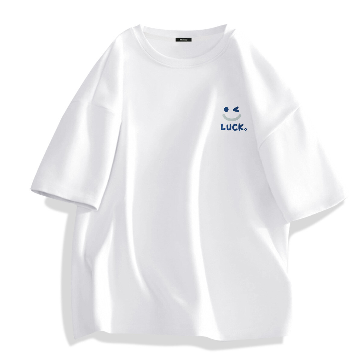 

Футболка унисекс Miniso, цвет Glacier Blue (Blue Smiley Face Chest Logo)