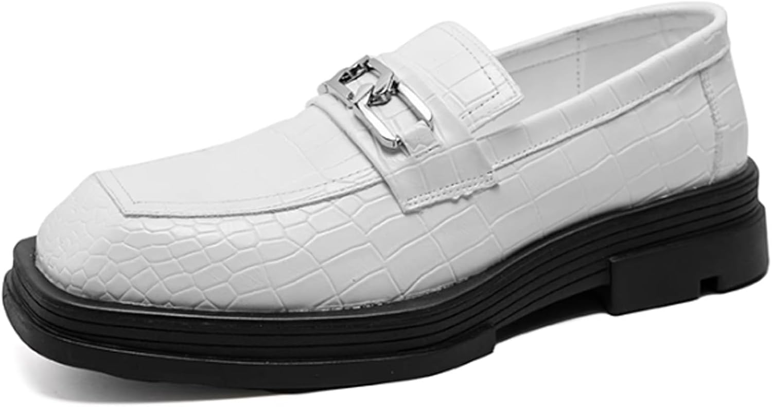 

Мужские кожаные массивные туфли-лоферы с классическим крокодиловым тиснением, деловые на платформе, с удобной подошвой, стиль пени-лоафер, комфортные офисные туфли Yherohg, белый