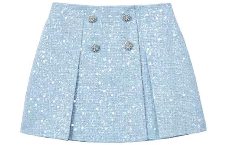 

Self-portrait Фирменная короткая юбка FW23 женская misty blue