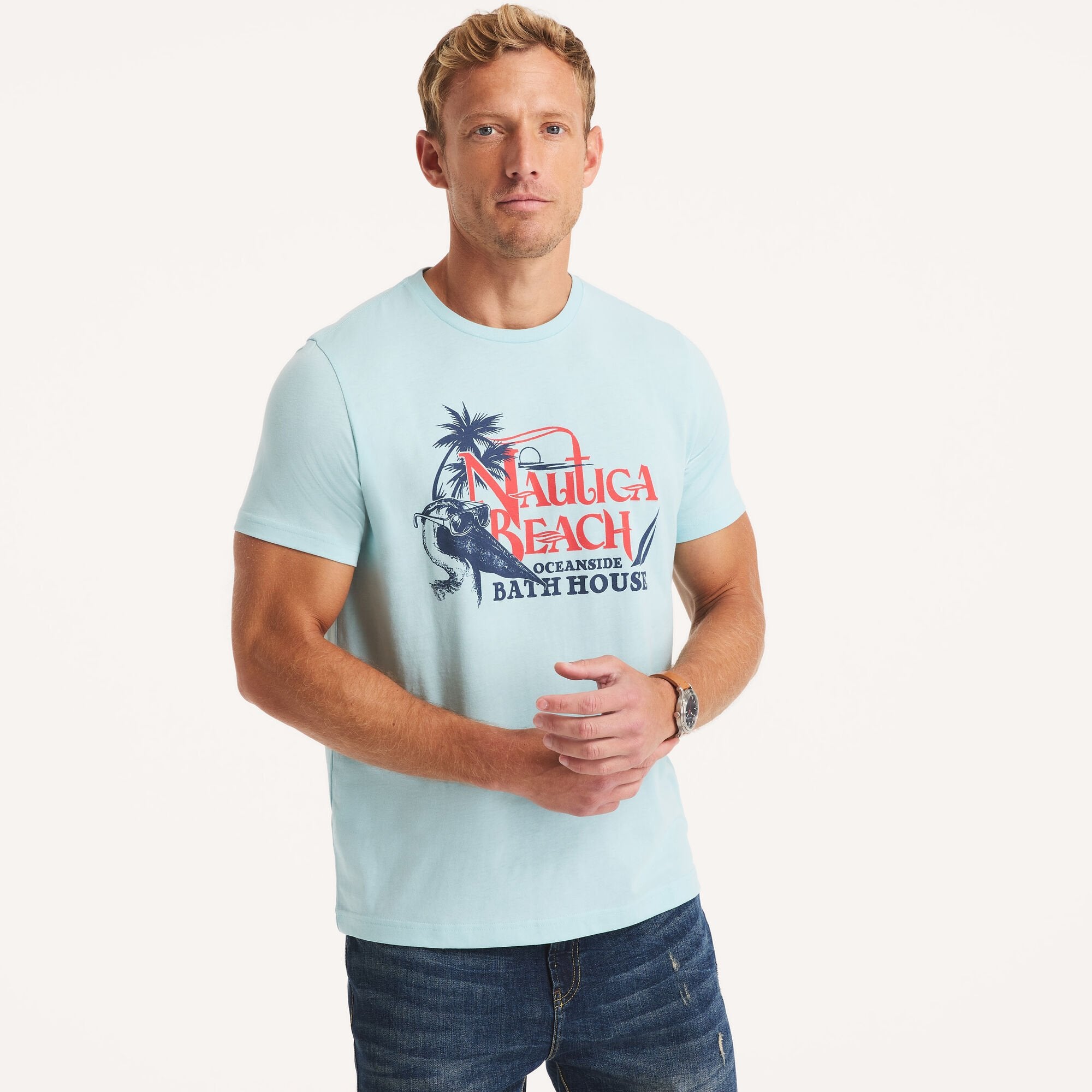 

Футболка Nautica Mens Mussel Beach с графическим принтом, цвет seawater blue
