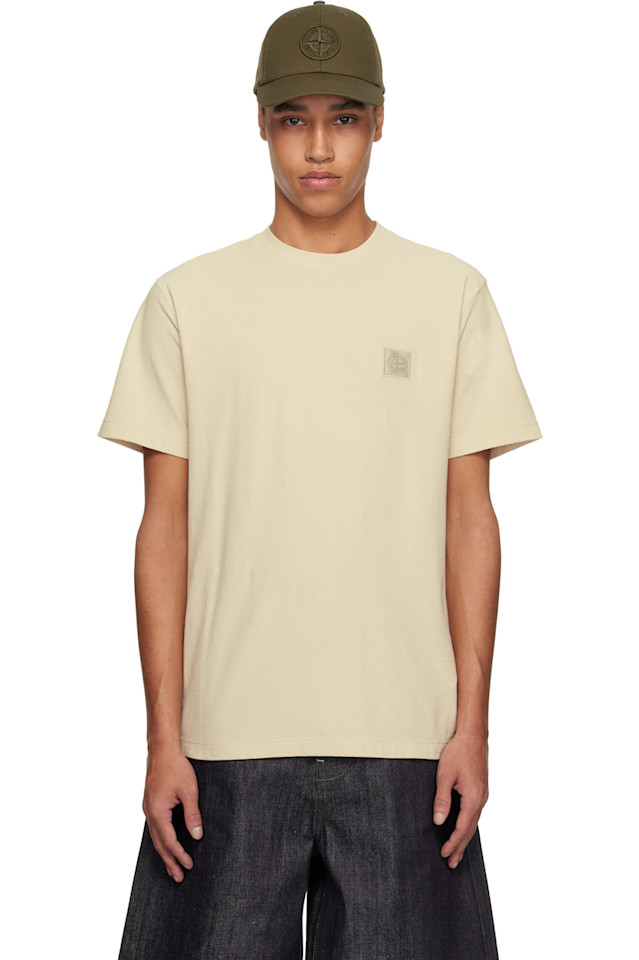 

Футболка-привидение из крепового хлопкового джерси Stone Island, бежевый