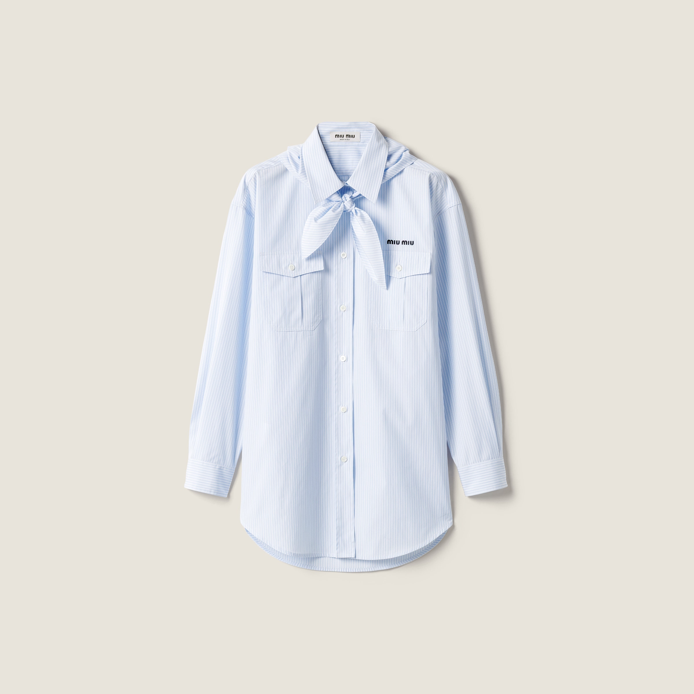 

Рубашка из поплина MIU MIU, небесно-голубой