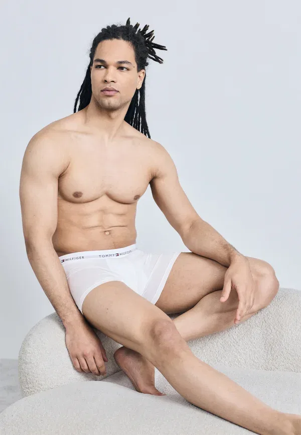 Трусы Tommy Hilfiger Signature 3 pack trunks, серый меланж/черный/белый — фото 3