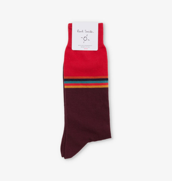 

Вязаные носки Signature-Stripe Crew из хлопковой смеси Paul Smith, бургундия