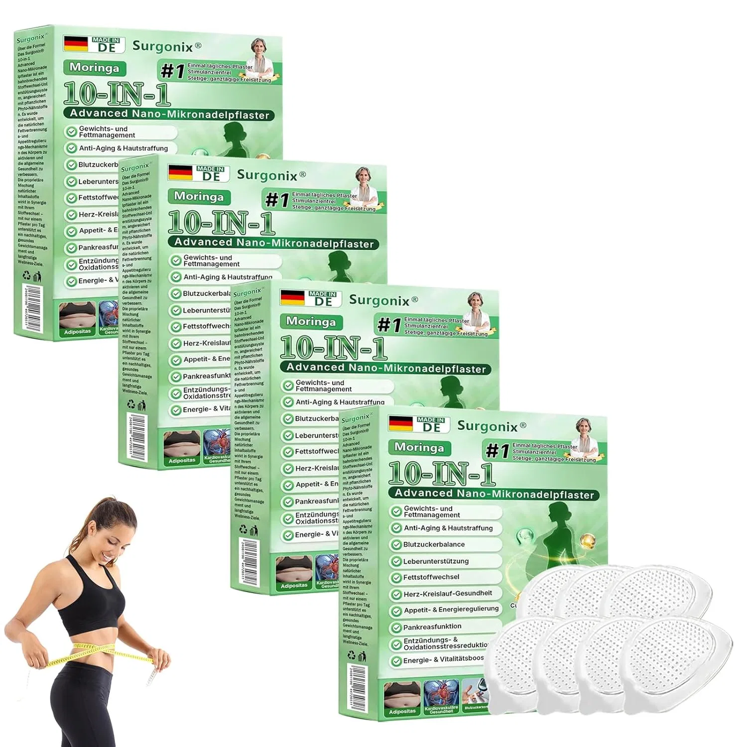 Нано-микроигольные пластыри «Moringa 10-IN-1 Advanced» от Surgonix Hjjh, Pack Of 4
