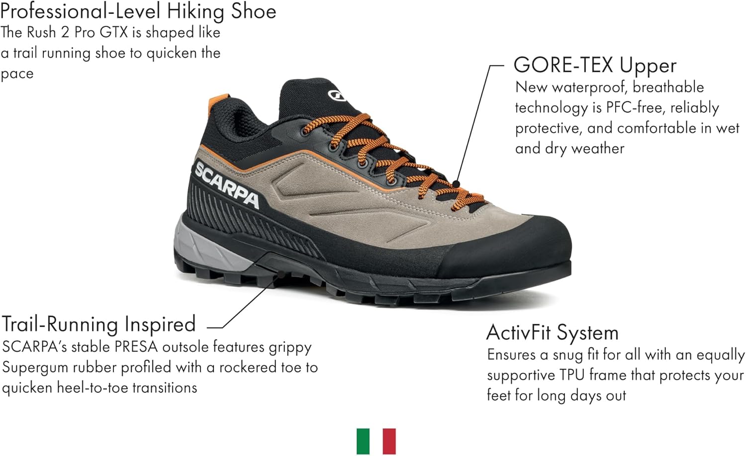 Мужские походные и утилитарные ботинки SCARPA Rapid XT из кожи, оранжевый — фото 2