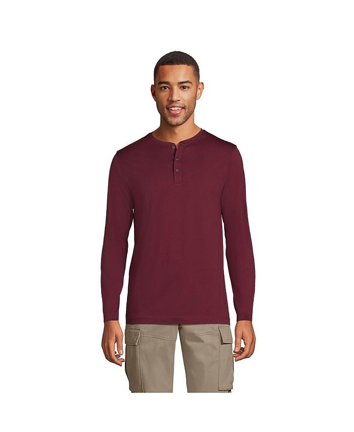 

Мужская футболка с длинными рукавами из джерси Supima Tall Henley Lands' End, красный