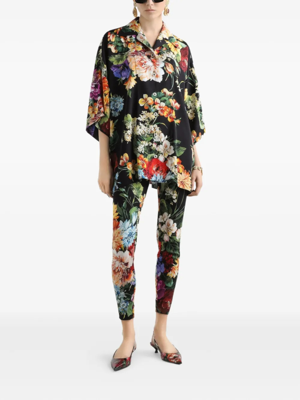 Dolce & Gabbana леггинсы с цветочным принтом, черный — фото 2