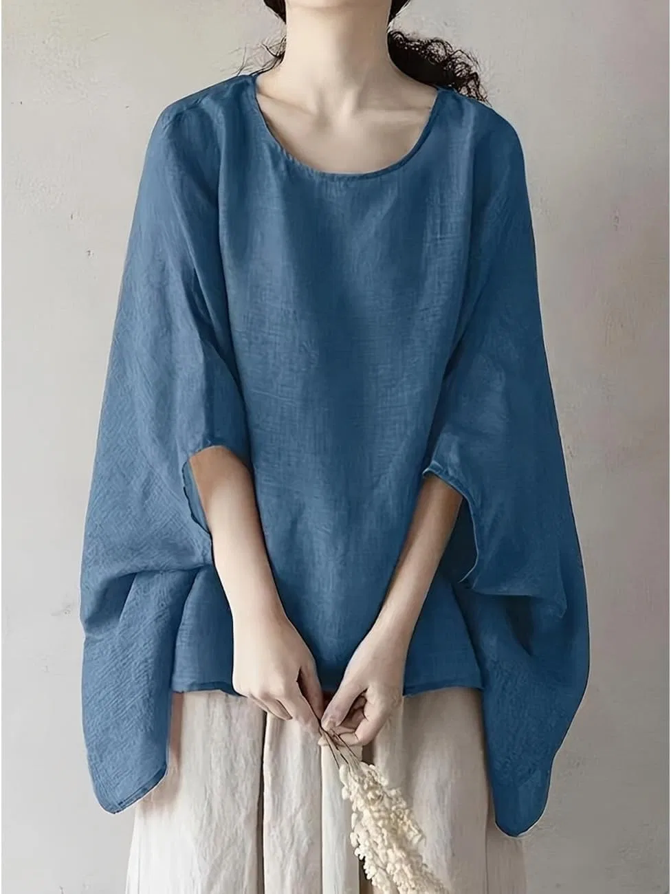 Блуза, свободная, Dolman Sleeve, кирпично-красный — фото 2